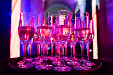 champagne glasses on the table