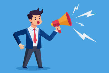 Shouting warning message illustration 