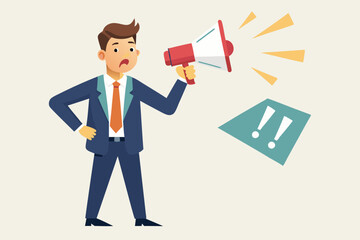 Shouting warning message illustration 