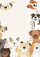 Obraz premium Playful pooches and curious kitty companions gather for a cute and cuddly adventure
