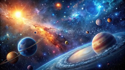 A breathtaking photograph of a galaxy in space full of stars and planets, galaxy, universe, space, stars, planets