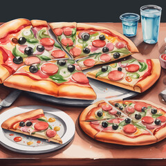 Pizza Hut Ilustration Design Very Delicious