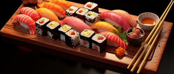 Elegant Sushi Platter with Nigiri and Rolls