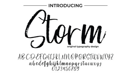 Storm Font Stylish brush painted an uppercase vector letters, alphabet, typeface
