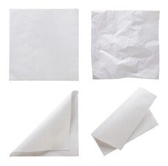 Set of napkins close-up on white. Isolated