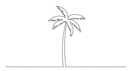 One line drawing Palm tree.Isolated on white background vector illustration.