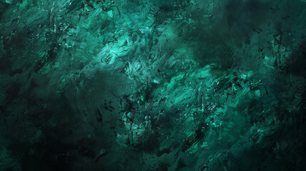 Wallpaper or web banner background, grunge gradient from green to black, grainy texture effect. Generative AI