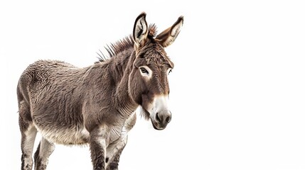 Obraz premium Portrait of a Donkey with a Neutral Expression on a White Background