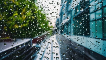 Evening Drizzle Captured on Pane