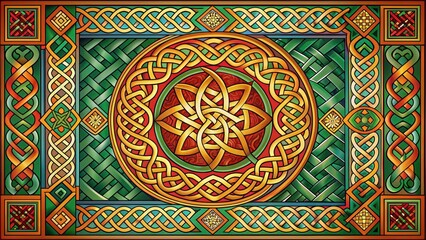 Colorful celtic patterns on a decorative background, celtic, colorful, intricate, traditional, ornament, design, texture
