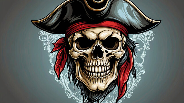 Vector illustration of pirate skull mascot logo
