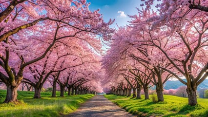 Beautiful cherry blossom trees in full bloom during spring, cherry blossom, trees, spring, nature, flowers, bloom, pink, garden