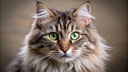 Close up photo of a cat with piercing eyes and fluffy fur, feline, whiskers, close-up, animal, domestic, pet, adorable, cute, portrait