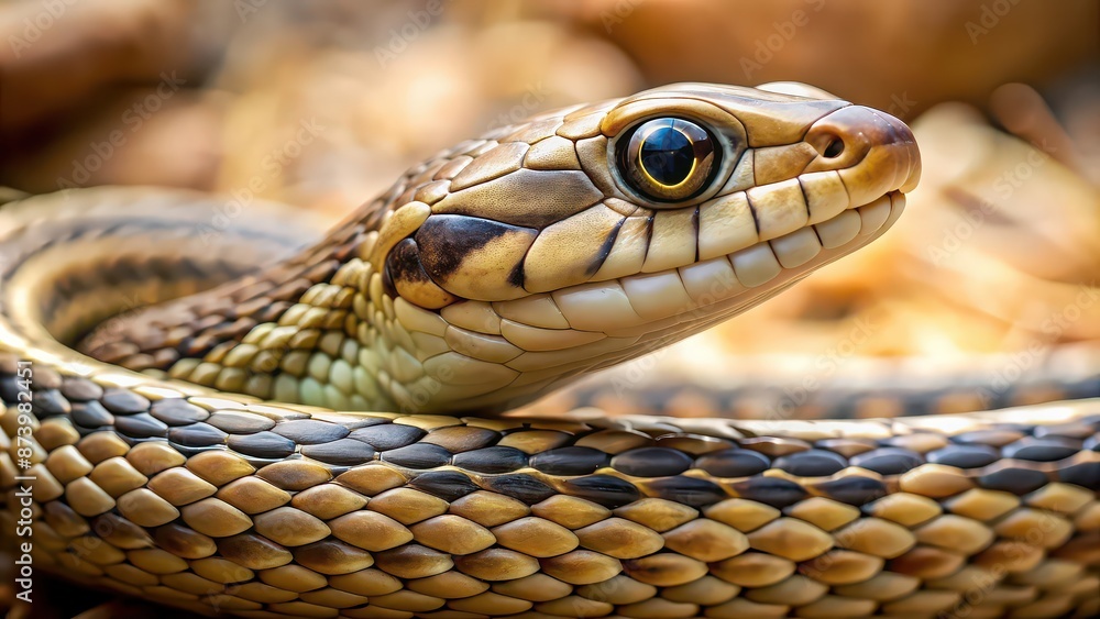 Wall mural A close-up view of a long, slithering snake, Reptile, Venomous, Wildlife, Predator, Scales, Writhing, Danger