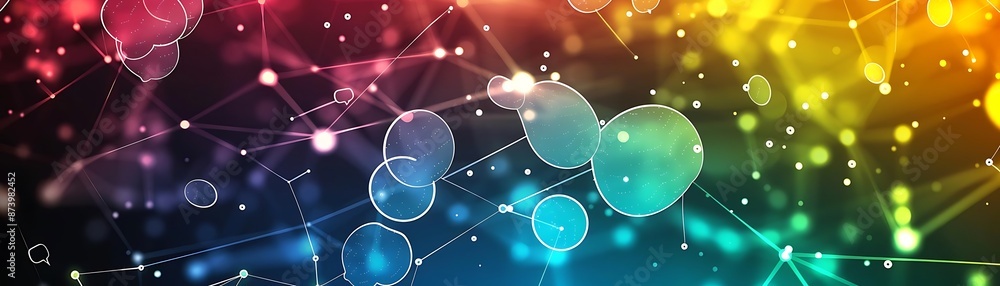 Poster abstract communication background with speech bubbles and network connections