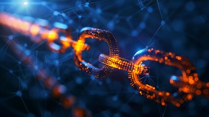 Fototapeta premium abstract connection background with linked chains and network nodes