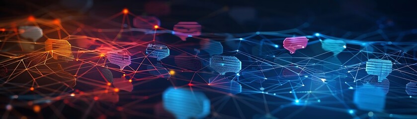 abstract communication background with speech bubbles and network connections