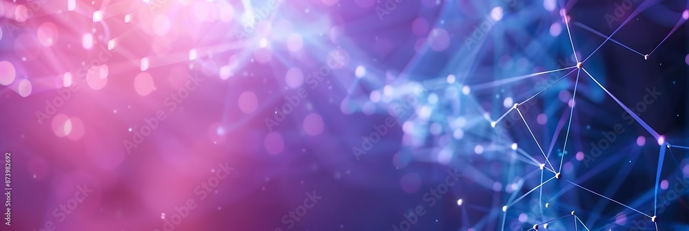 Poster abstract digital connection background with interconnected lines and dots, featuring a blue wall in 