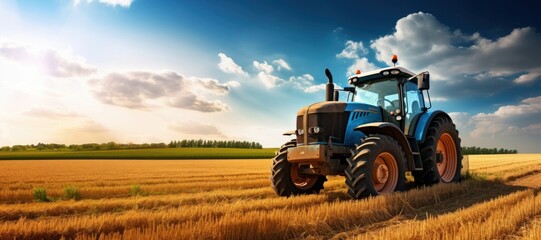 Obraz premium Tractor field farm agriculture.
