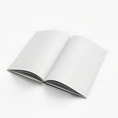 Blank book pages open, isolated on white background
