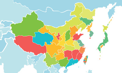 Obraz premium Map of china isolated modern colorful style. for website layouts, background, education, precise, customizable, Travel worldwide, map silhouette backdrop, earth geography, political, reports. 