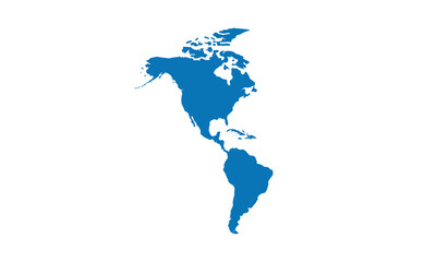 North and South America map  isolated. blue color style.  for website layouts, background, education, precise, customizable, Travel worldwide, map silhouette backdrop, earth geography, political.
