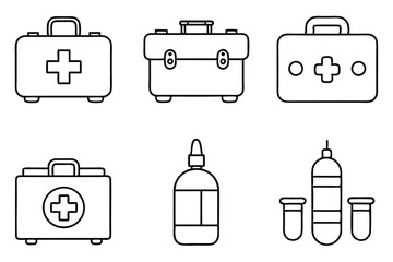 Medical kit line art illustration Minimalist Healthcare Designs