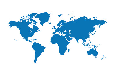 World map isolated . blue color style. for website layouts, background, education, precise, customizable, Travel worldwide, map silhouette backdrop, earth geography, political, reports. 