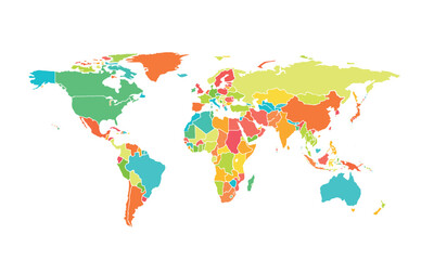 Obraz premium World map isolated .modern colorful style. for website layouts, background, education, precise, customizable, Travel worldwide, map silhouette backdrop, earth geography, political, reports. 