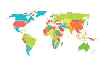 Obraz premium World map isolated .modern colorful style. for website layouts, background, education, precise, customizable, Travel worldwide, map silhouette backdrop, earth geography, political, reports. 