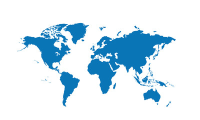 World map isolated . blue color style. for website layouts, background, education, precise, customizable, Travel worldwide, map silhouette backdrop, earth geography, political, reports. 