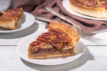 Traditional autumn pecan pie