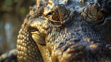 Obraz premium Detailed close up of a stunningly realistic crocodile, showcasing intricate beauty