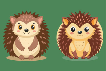 Adorable Hedgehog Duo Vector Illustration.