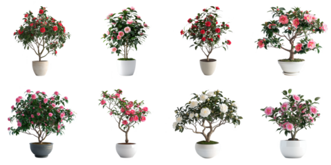 Camellias png isolated object set transparent background for all purpose.