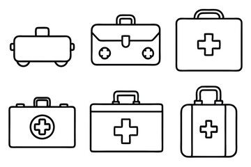 Medical kit line art sketch for digital use