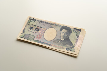 Japanese Yen banknote on white background