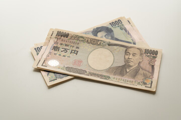 Japanese Yen banknote on white background