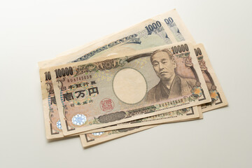 Japanese Yen banknote on white background