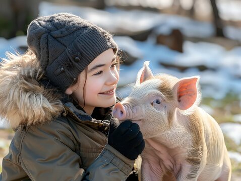 person feeding pigs in a pen, showing the daily feeding routine.