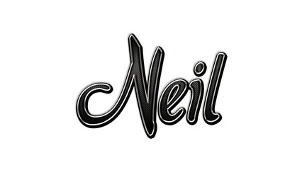 black metal 3d design of name Neil on white background.