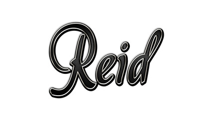 black metal 3d design of name Reid on white background.