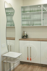 Empty cosmetologist cabinet in beauty studio