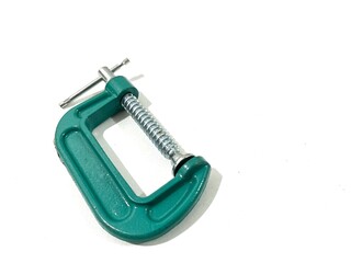 2 inch G Clamp or C Clamp with green turquoise color isolated on white background