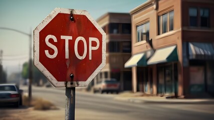 Obraz premium stop sign on the street