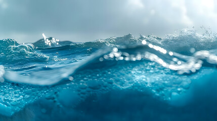water wave underwater blue ocean. wide panorama background.