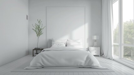 Comfortable bedroom interior with blank walls