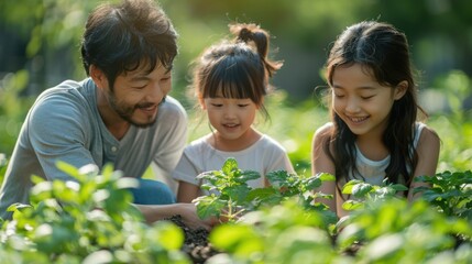 Family helps grow vegetables