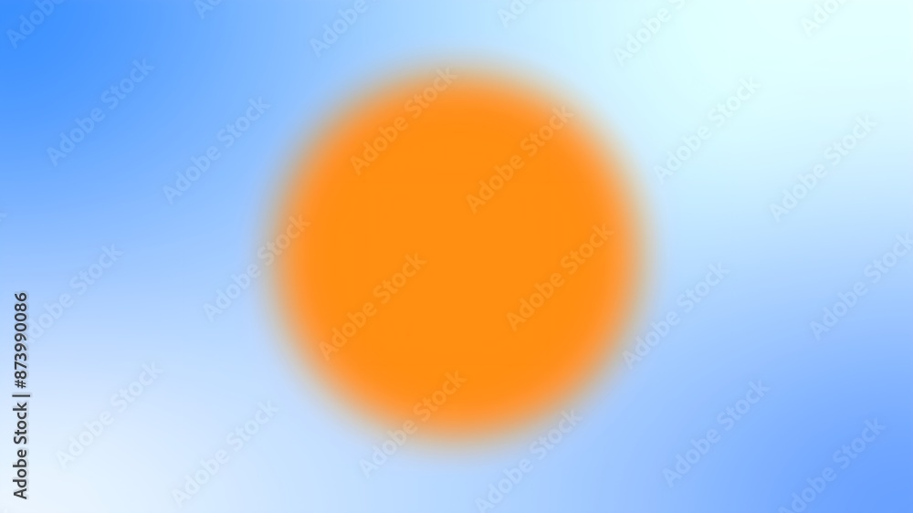 Wall mural empty orange circle blurring on a blue and white gradient background for modern minimal design