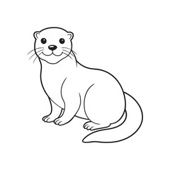 Cute Otter Line Art Vector Illustration.